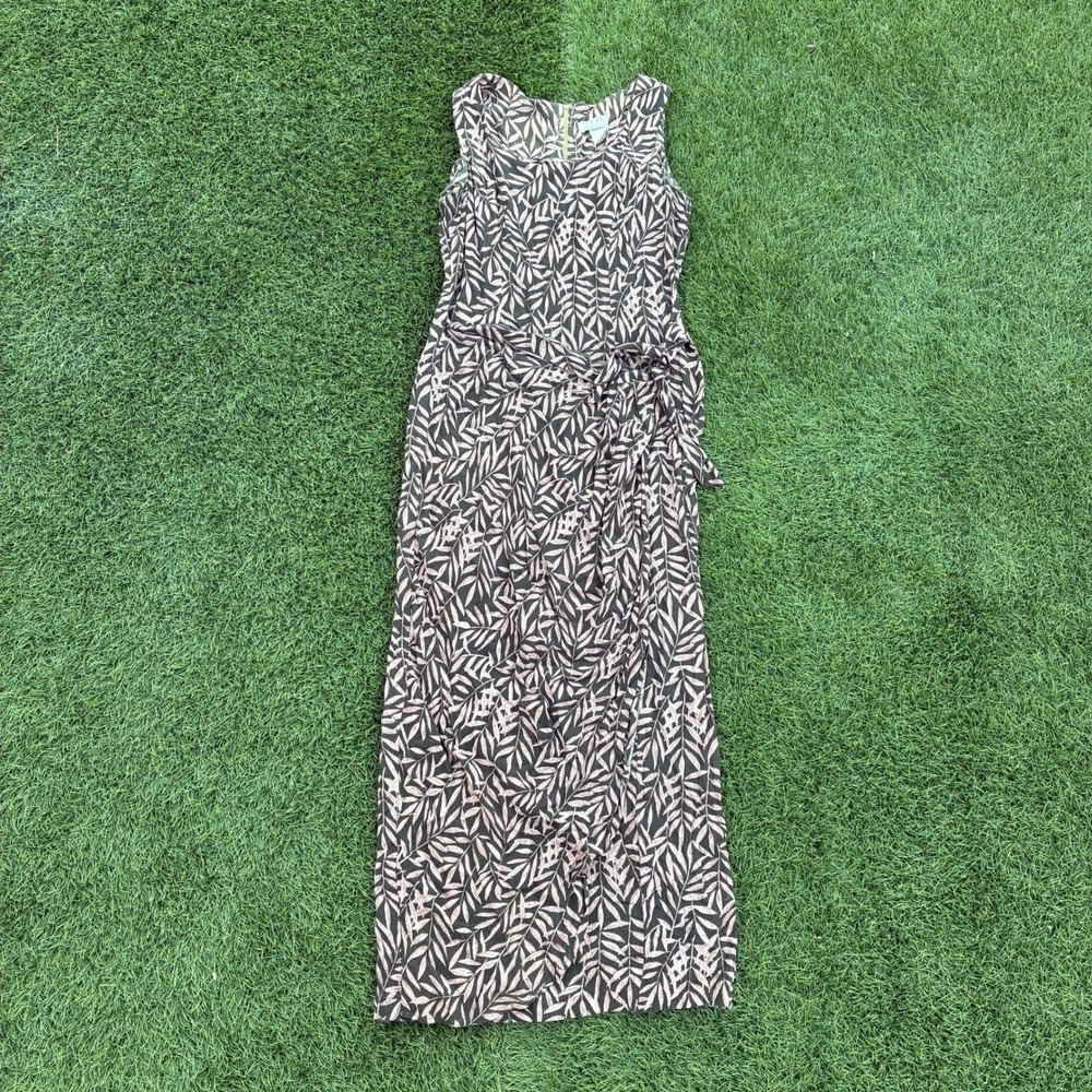 Vintage Caren Desiree Company Sleeveless Leaf Print Maxi Dress Women's Size 8